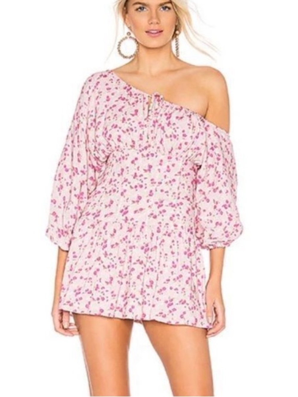 MAJORELLE REVOLVE Baylee Floral Mini Dress Pink Corset Coquette One Shoulder XS